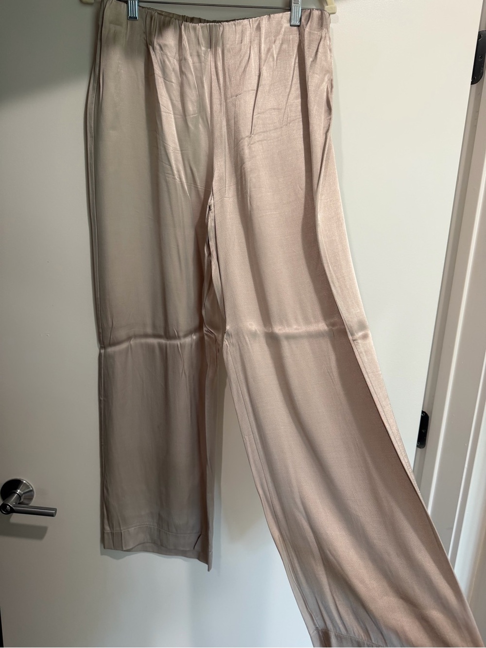 Silky Wide-Leg Pants in Light Beige - worn once